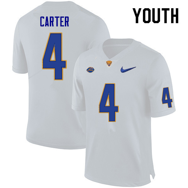 Youth #4 Daniel Carter Pitt Panthers College Football Jerseys Sale-White